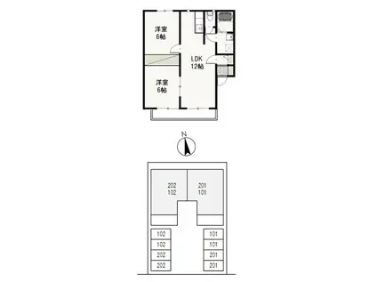 サンベール(2LDK/2階)の間取り写真