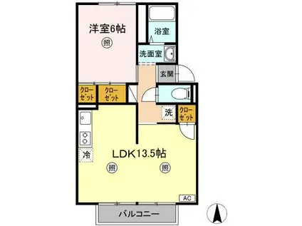 パレス宮前A(1LDK/2階)の間取り写真