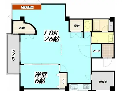 住吉ビル(1LDK/2階)の間取り写真