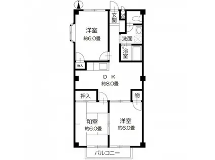 フォブール藤田1(3DK/1階)の間取り写真