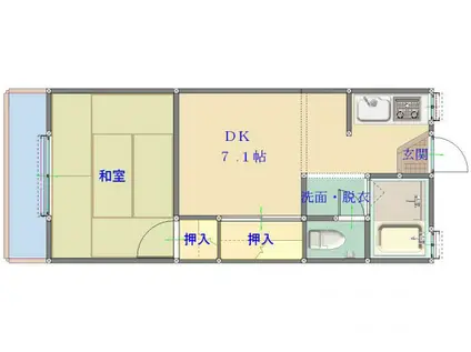 プレシャスビル(1DK/2階)の間取り写真