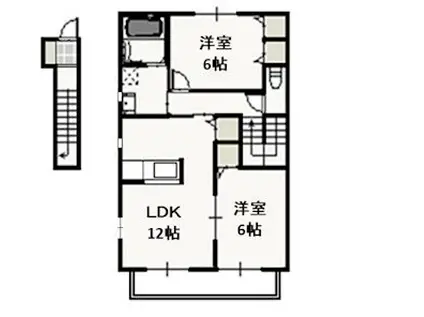 シャルマン2(2LDK/2階)の間取り写真