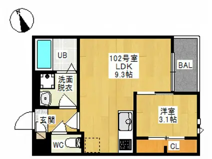 GRANDTIC MON(1LDK/1階)の間取り写真