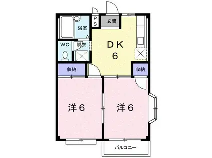 エルディム内田A(2DK/2階)の間取り写真