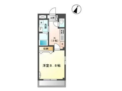 ソレアード(1K/2階)の間取り写真