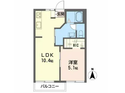 ヴィラ旭川C(1LDK/2階)の間取り写真