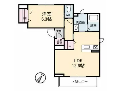 シャーメゾン沖(1LDK/3階)の間取り写真