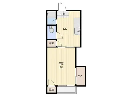 コーポリバーサイド(1DK/1階)の間取り写真