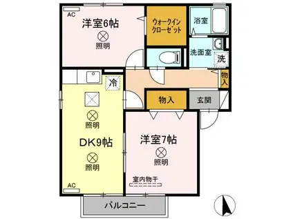 コンフォート A棟(2DK/2階)の間取り写真