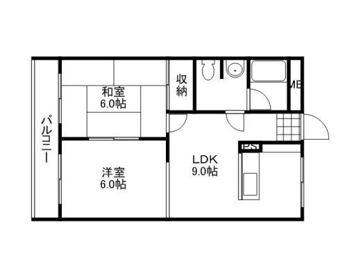 カサベルデ東山(2LDK/2階)の間取り写真