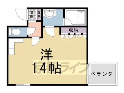 京都市烏丸線 今出川駅 徒歩5分 4階建 築44年(1K/1階)の間取り写真