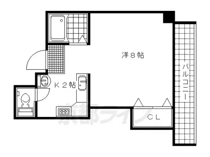 山陰本線 二条駅 徒歩18分 4階建 築56年(1K/3階)の間取り写真