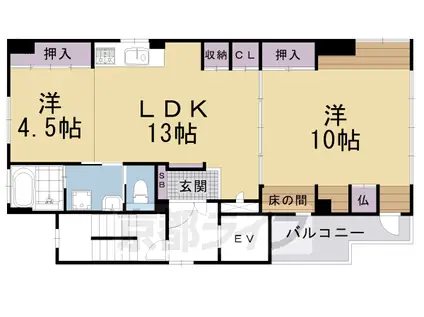 京阪電気鉄道京阪線 七条駅 徒歩5分 5階建 築35年(2LDK/5階)の間取り写真