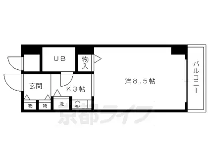 パラドール平安(1K/2階)の間取り写真