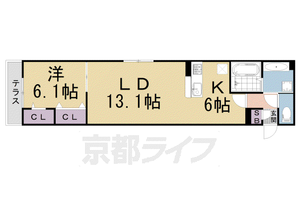 阪急電鉄京都線 西京極駅 徒歩11分 3階建 築4年(1LDK/1階)の間取り写真