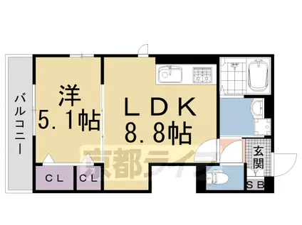 LUSOLE嵐山(1LDK/2階)の間取り写真