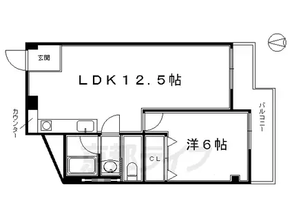 泉涌寺アビタシオン(1LDK/5階)の間取り写真