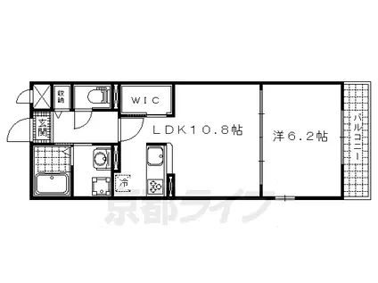 京都市東西線 椥辻駅 徒歩9分 5階建 築10年(1LDK/1階)の間取り写真