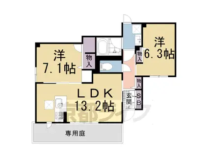 京都市烏丸線 北山駅(京都) 徒歩12分 2階建 築4年(2LDK/1階)の間取り写真