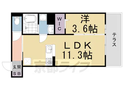 阪急電鉄京都線 西院駅(阪急) 徒歩13分 3階建 築4年(1LDK/1階)の間取り写真