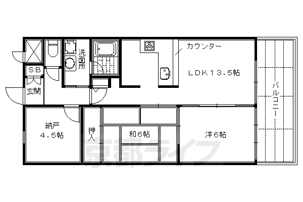 京阪電気鉄道京阪線 祇園四条駅 徒歩10分 7階建 築36年(3LDK/5階)の間取り写真