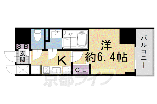 ファステート京都堀川スクエア(1K/11階)の間取り写真