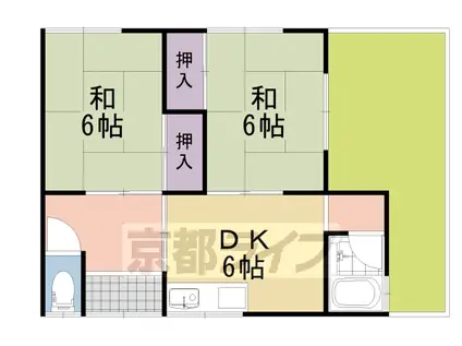 東海道本線 向日町駅 徒歩13分 1階建 築57年(2DK)の間取り写真