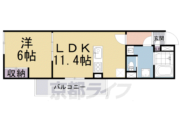 メゾンドクレール西大路(1LDK/2階)の間取り写真
