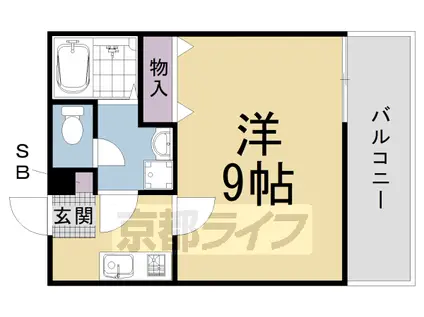 山陰本線 円町駅 徒歩11分 3階建 築4年(1K/3階)の間取り写真