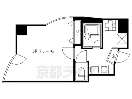 京阪電気鉄道京阪線 祇園四条駅 徒歩10分 7階建 築32年(1K/6階)の間取り写真