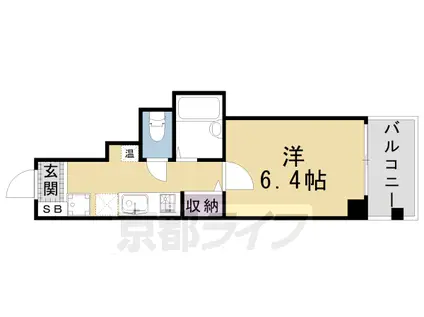 東海道本線 西大路駅 徒歩7分 9階建 築21年(1K/6階)の間取り写真