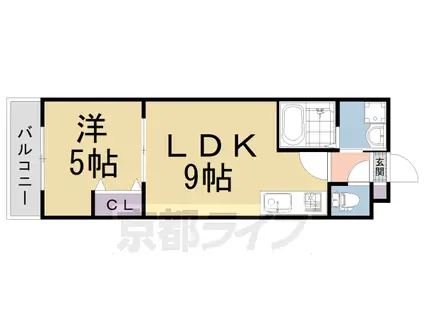 京阪電気鉄道京阪線 丹波橋駅 徒歩5分 3階建 築4年(1LDK/2階)の間取り写真