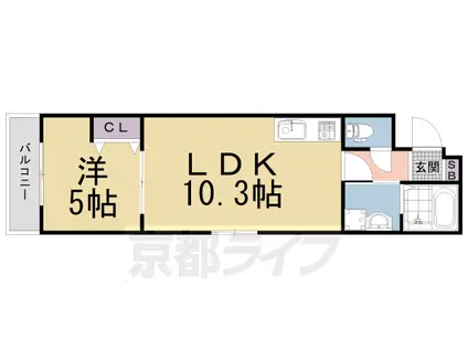 京阪電気鉄道京阪線 丹波橋駅 徒歩5分 3階建 築4年(1LDK/1階)の間取り写真
