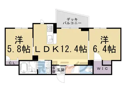 山陰本線 太秦駅(ＪＲ) 徒歩17分 3階建 築4年(2LDK/1階)の間取り写真