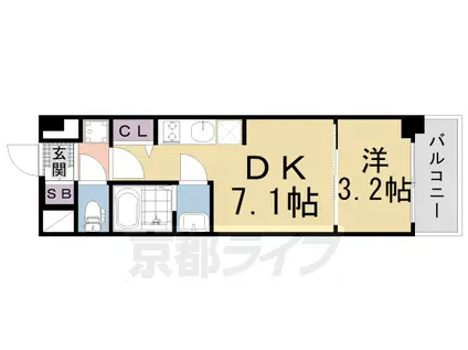 東海道本線 西大路駅 徒歩10分 7階建 築4年(1DK/5階)の間取り写真