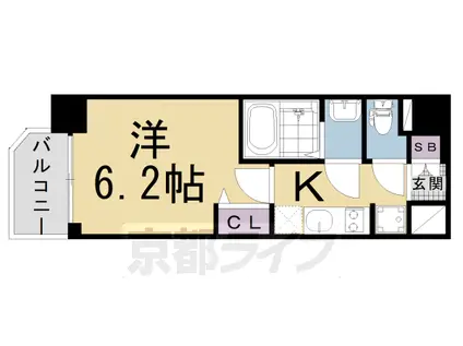 東海道本線 西大路駅 徒歩10分 7階建 築4年(1K/6階)の間取り写真