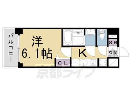 東海道本線 西大路駅 徒歩10分 7階建 築4年(1K/7階)の間取り写真