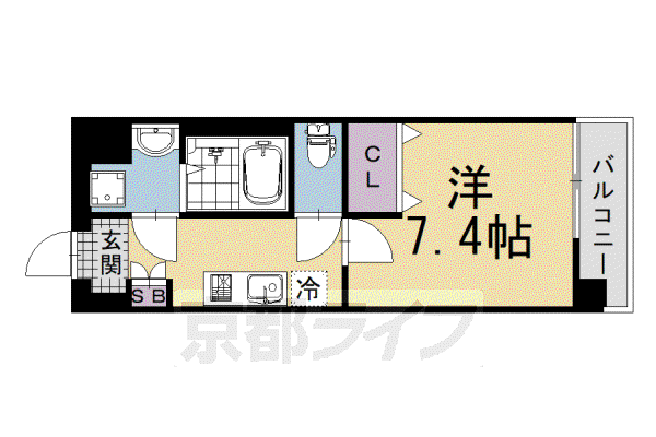 阪急電鉄京都線 長岡天神駅 徒歩5分 5階建 築4年(1K/5階)の間取り写真