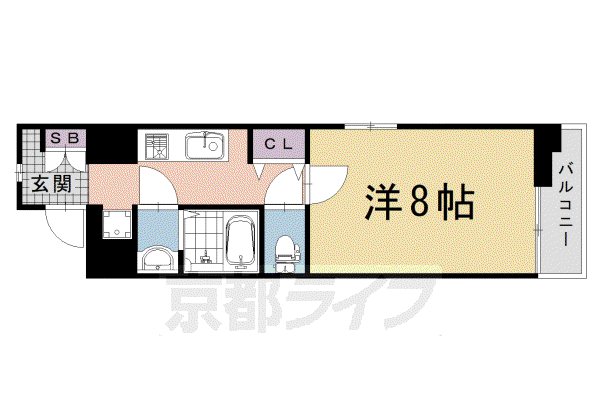 阪急電鉄京都線 長岡天神駅 徒歩5分 5階建 築4年(1K/5階)の間取り写真