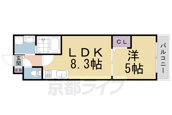 京阪電気鉄道京阪線 鳥羽街道駅 徒歩4分 3階建 築4年(1LDK/1階)の間取り写真