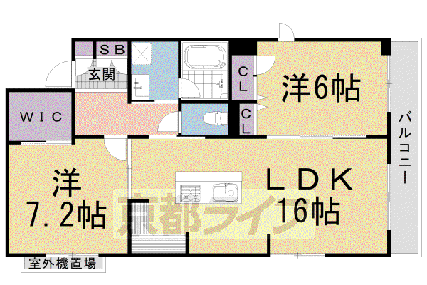 京阪電気鉄道鴨東線 神宮丸太町駅 徒歩7分 3階建 築4年(2LDK/2階)の間取り写真