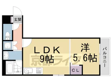 京阪電気鉄道京阪線 丹波橋駅 徒歩14分 3階建 築4年(1LDK/2階)の間取り写真