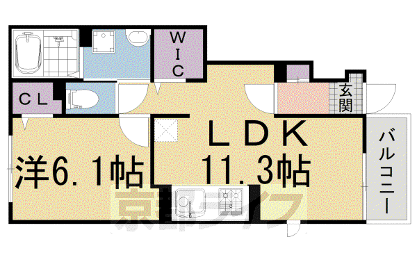 奈良線 ＪＲ小倉駅 徒歩14分 2階建 築4年(1LDK/1階)の間取り写真