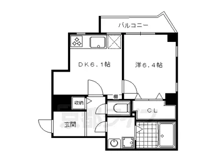 叡山電鉄 元田中駅 徒歩3分 6階建 築35年(1DK/4階)の間取り写真