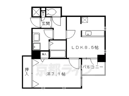 スカイウェイ洛北(1DK/6階)の間取り写真