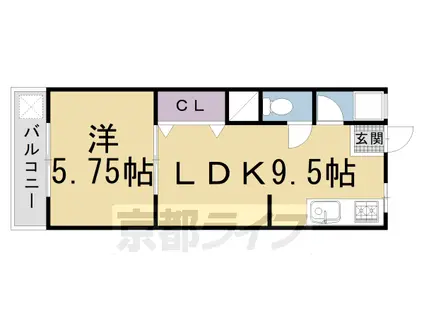 京阪電気鉄道京阪線 東福寺駅 徒歩9分 4階建 築49年(1LDK/3階)の間取り写真