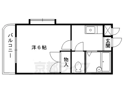 叡山電鉄 一乗寺駅 徒歩3分 3階建 築36年(1K/3階)の間取り写真