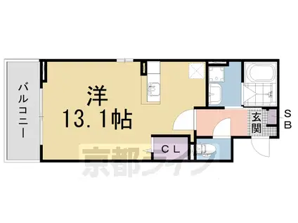 東海道本線 桂川駅(京都) 徒歩21分 3階建 築4年(ワンルーム/3階)の間取り写真