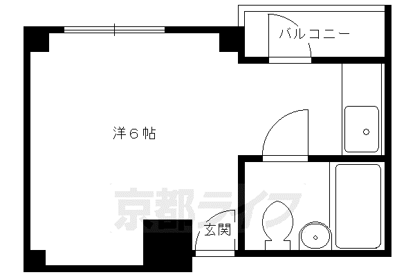 京阪電気鉄道鴨東線 出町柳駅 徒歩12分 4階建 築45年(ワンルーム/3階)の間取り写真