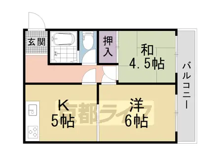 京福嵐山本線 車折神社駅 徒歩7分 2階建 築31年(2DK/1階)の間取り写真